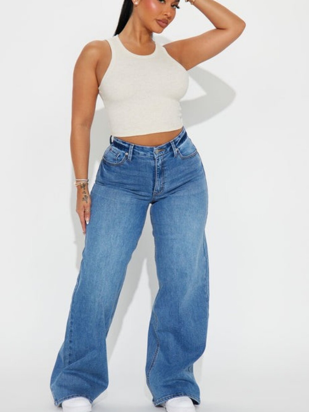 Feeling The Heat Stretch Wide Leg Jeans - Medium Wash